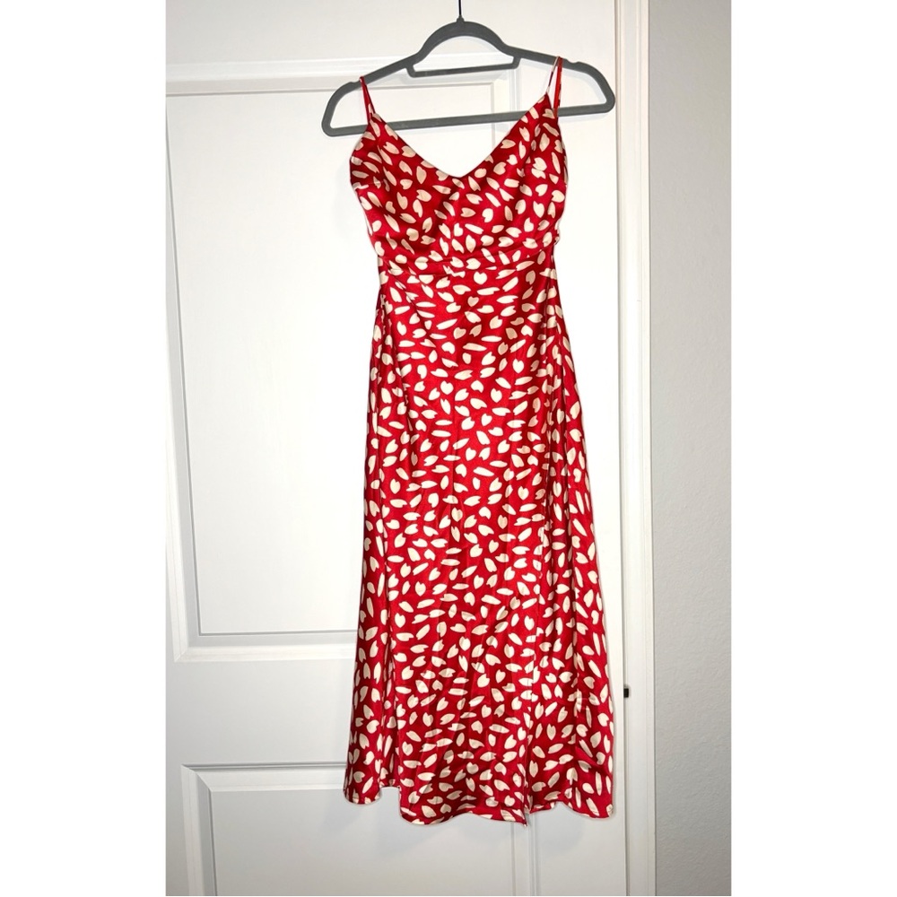 Red and White Patterned Women's Dress